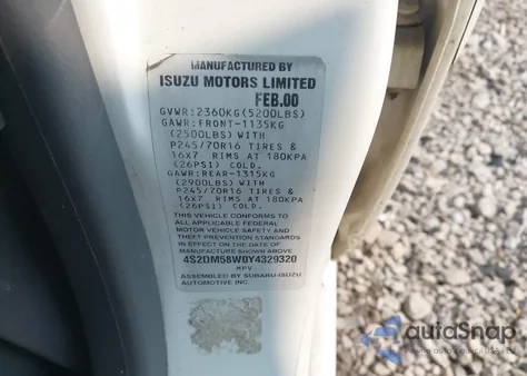 2000 Isuzu Rodeo Ls/Lse/S z USA, uszkodzony, nr VIN 4S2DM58W0Y4329320